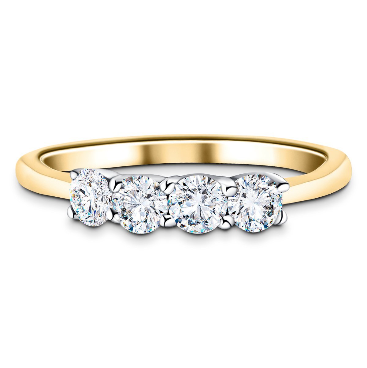 Four Stone Round Diamond Ring with 0.45ct G/SI in 18k Yellow Gold - All Diamond