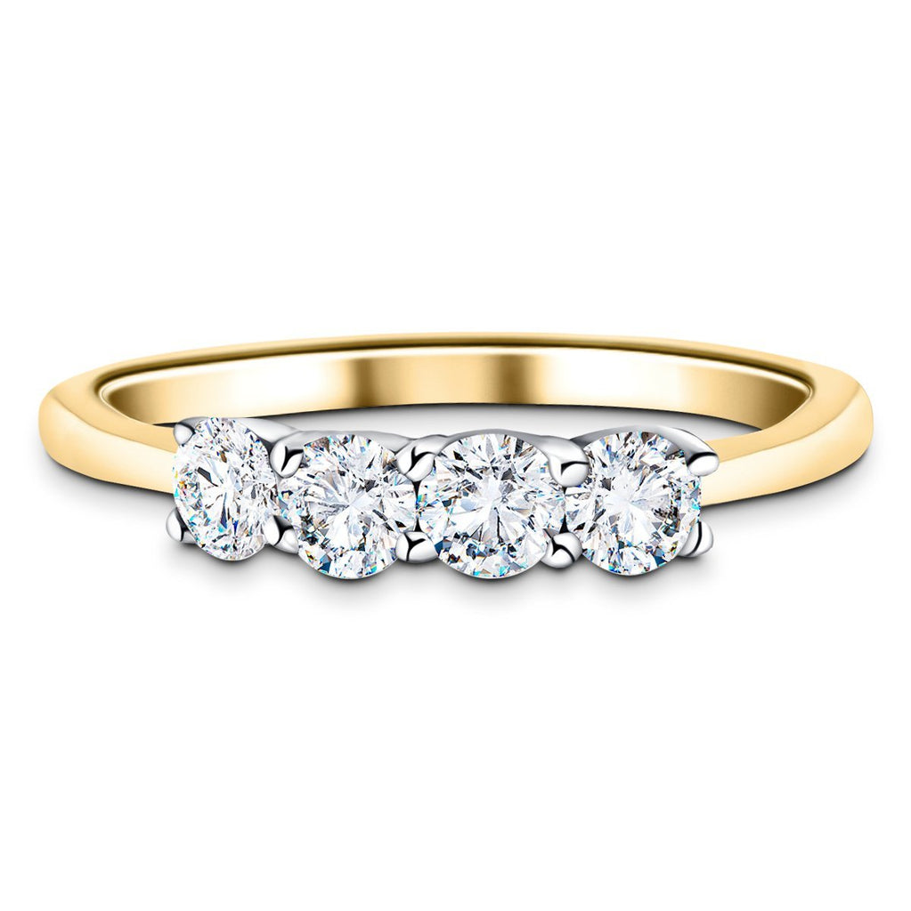 Four Stone Round Diamond Ring with 0.45ct G/SI in 18k Yellow Gold - All Diamond