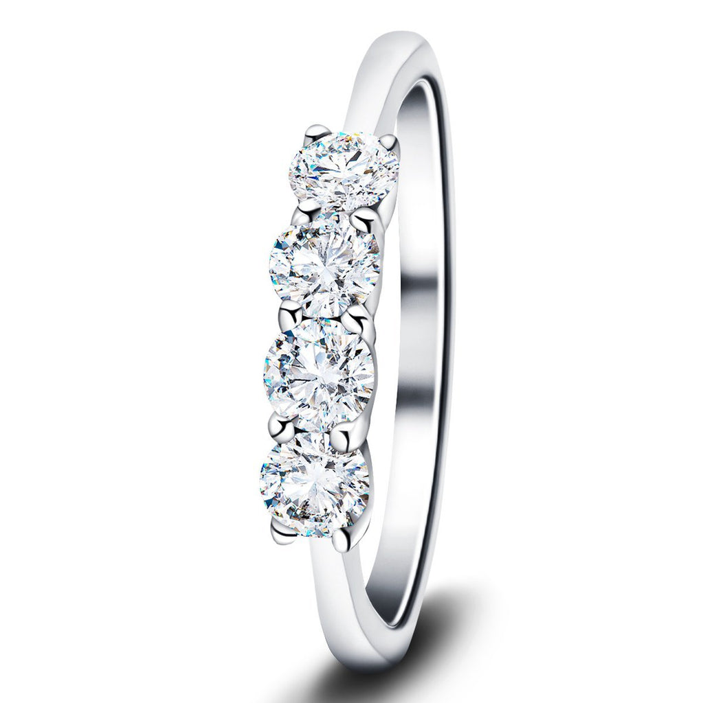 Four Stone Round Diamond Ring with 0.75ct G/SI in 18k White Gold - All Diamond