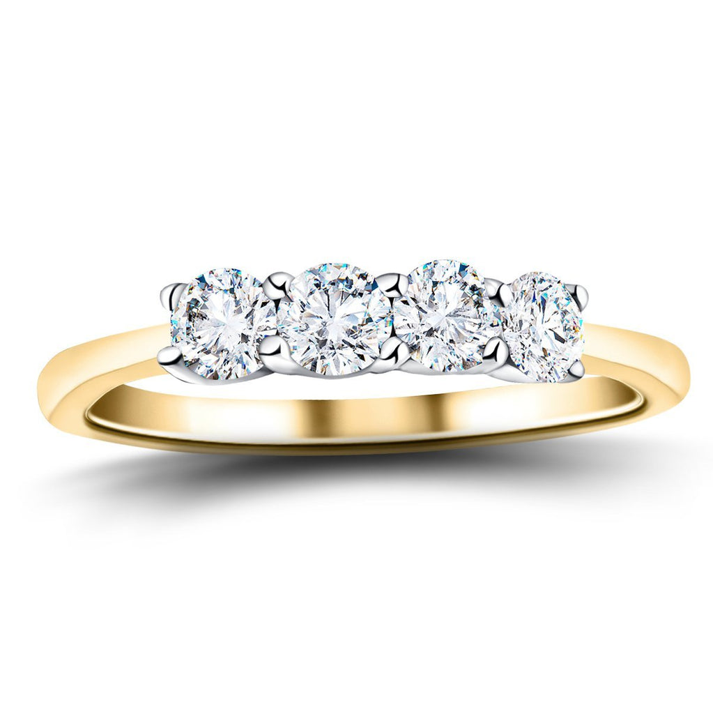 Four Stone Round Diamond Ring with 0.75ct G/SI in 18k Yellow Gold - All Diamond