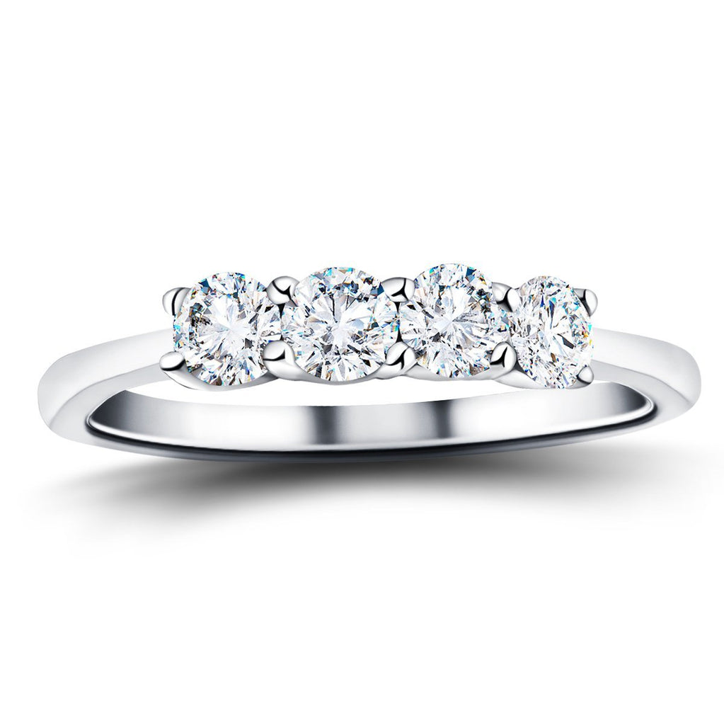 Four Stone Round Diamond Ring with 1.40ct G/SI in 18k White Gold - All Diamond