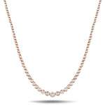 Graduated Rub Over Diamond Tennis Necklace 7.80ct G/SI 18k Yellow Gold - All Diamond