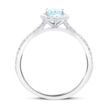 Halo Aquamarine 0.66ct and Diamond 0.27ct Ring in Platinum - All Diamond