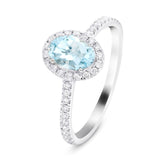 Halo Aquamarine 0.66ct and Diamond 0.27ct Ring in Platinum - All Diamond