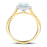 Halo Aquamarine 1.34ct and Diamond 0.34ct Ring in 18K Yellow Gold - All Diamond