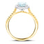 Halo Aquamarine 1.34ct and Diamond 0.34ct Ring in 18K Yellow Gold - All Diamond