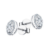 Halo Cluster Diamond Round Earrings 0.85ct G/SI in 18k White Gold 9.0mm - All Diamond