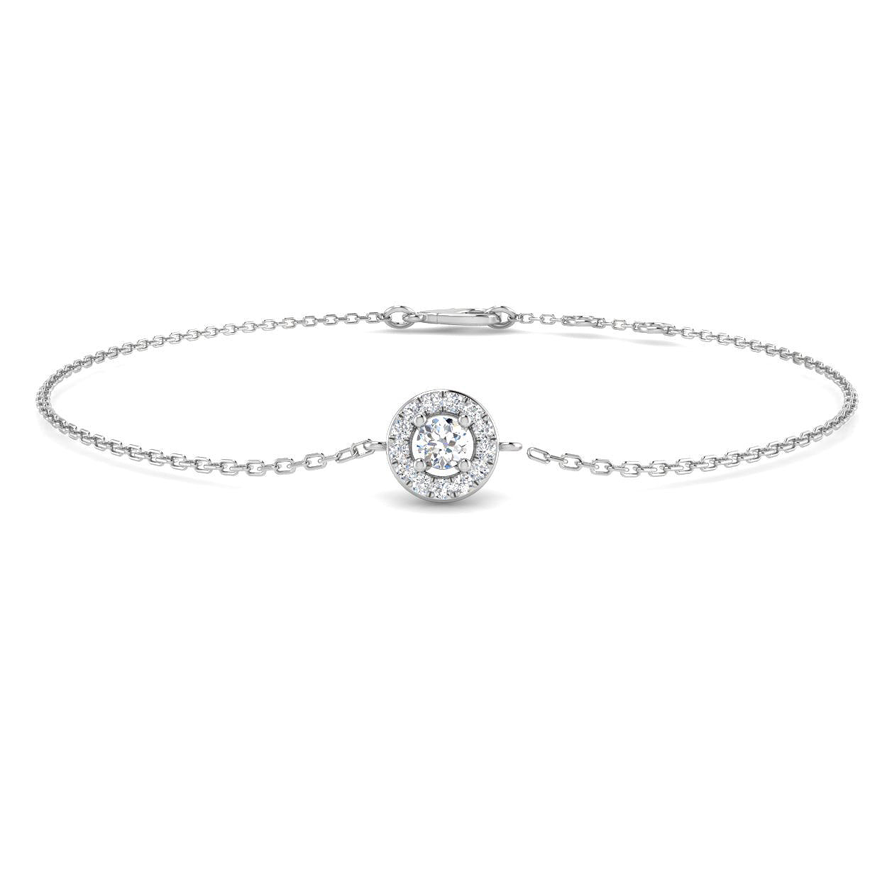 Halo Diamond Bracelet 0.15ct G/SI Quality in 18k White Gold - All Diamond