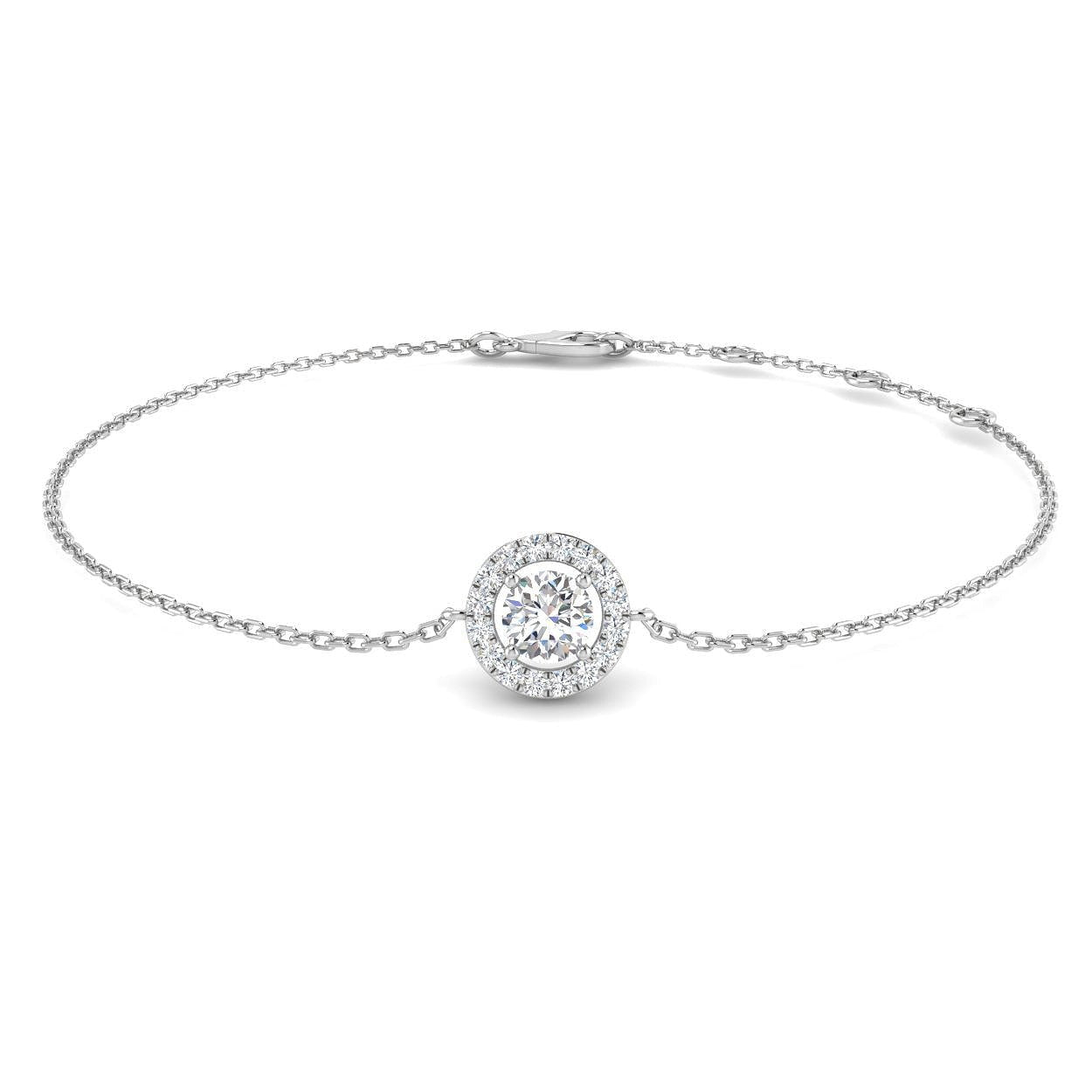 Halo Diamond Bracelet 0.30ct G/SI Quality in 18k White Gold - All Diamond