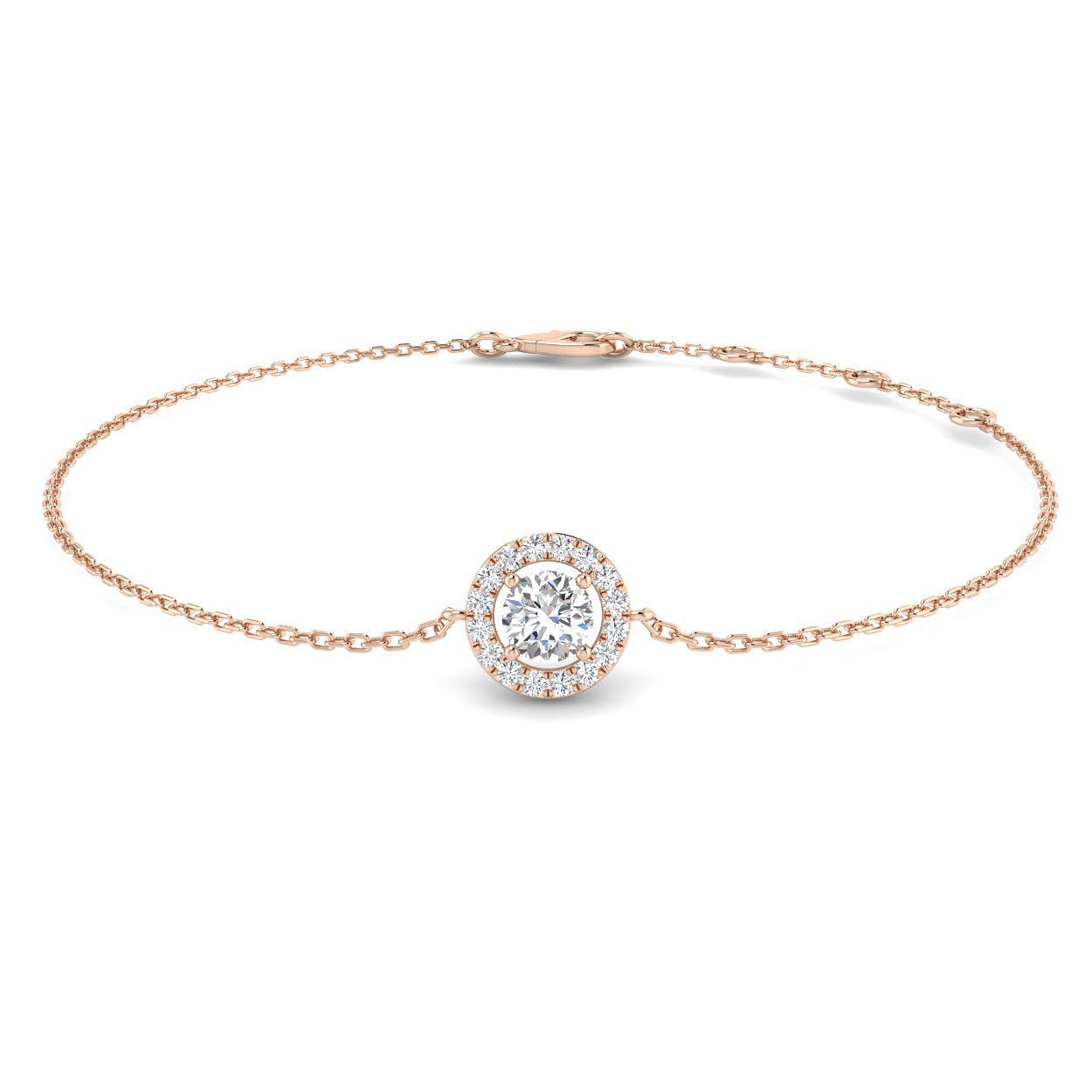 Halo Diamond Bracelet 0.40ct G/SI Quality in 18k Rose Gold - All Diamond
