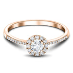 Halo Diamond Engagement Ring Side Stones with 0.35ct in 18k Rose Gold - All Diamond