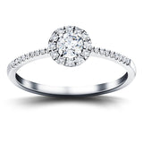 Halo Diamond Engagement Ring Side Stones with 0.35ct in 18k White Gold - All Diamond