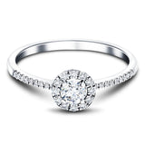 Halo Diamond Engagement Ring Side Stones with 0.35ct in 18k White Gold - All Diamond