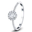 Certified Halo Diamond Engagement Ring Side Stones with 0.35ct in 18k White Gold