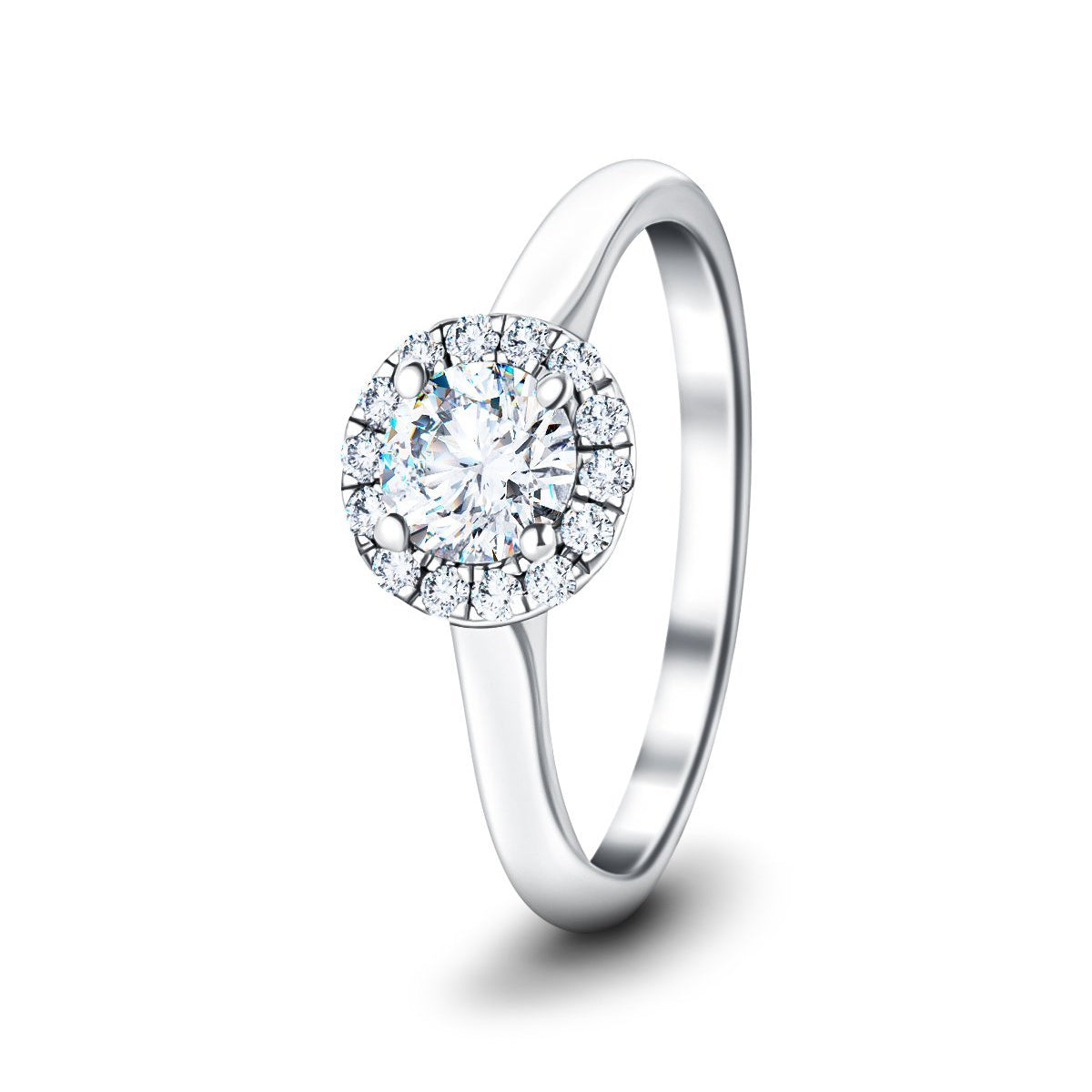 Halo Diamond Engagement Ring with 1.00ct G/SI in 18k White Gold - All Diamond