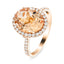 Halo Oval Morganite 4.26ct and Diamond 0.49ct Ring in 9k Rose Gold