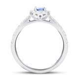 Halo Oval Tanzanite 0.47ct and Diamond 0.27ct Ring in Platinum - All Diamond