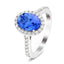 Halo Oval Tanzanite 1.85ct and Diamond 0.41ct Ring in 18K White Gold