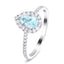 Halo Pear Aquamarine 0.57ct and Diamond 0.34ct Ring in 18K White Gold