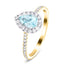 Halo Pear Aquamarine 0.57ct and Diamond 0.34ct Ring in 18K Yellow Gold