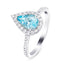 Halo Pear Aquamarine 1.09ct and Diamond 0.33ct Ring in 18K White Gold