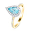 Halo Pear Aquamarine 1.09ct and Diamond 0.33ct Ring in 18K Yellow Gold
