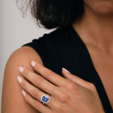 Halo Tanzanite 4.86ct and Diamond 0.53ct Ring in 18K White Gold - All Diamond