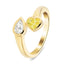 Heart and Pear 0.70ct Yellow Diamond Two Stone Ring 18k Yellow Gold