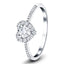 Heart Diamond Engagement Side Stone Ring 0.35ct G/SI 18k White Gold
