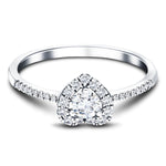 Heart Diamond Engagement Side Stone Ring 0.35ct G/SI 18k White Gold - All Diamond