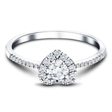 Heart Diamond Engagement Side Stone Ring 0.35ct G/SI 18k White Gold - All Diamond