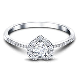 Heart Diamond Engagement Side Stone Ring 0.35ct G/SI 18k White Gold - All Diamond