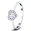 Heart Halo Diamond Engagement Ring with 0.30ct in 18k White Gold - All Diamond