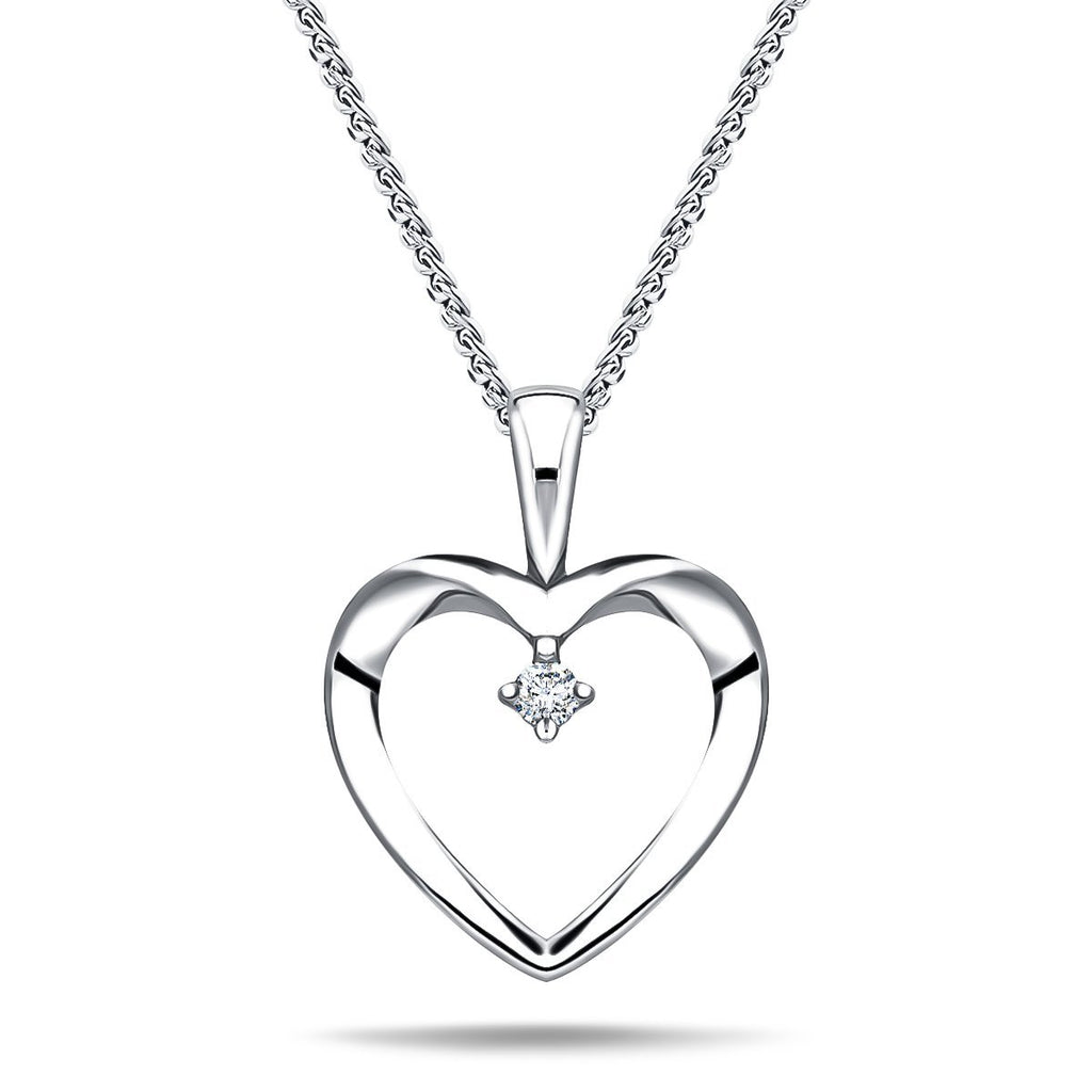 Heart Pendant 0.02ct Diamond 18K White Gold - All Diamond
