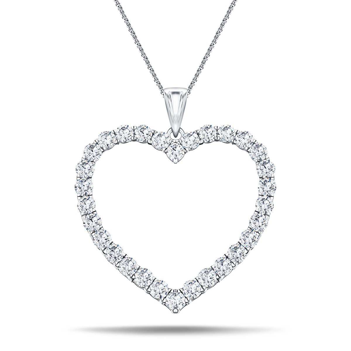 Heart Shape 0.50ct Diamond Pendant in 18K White Gold - All Diamond