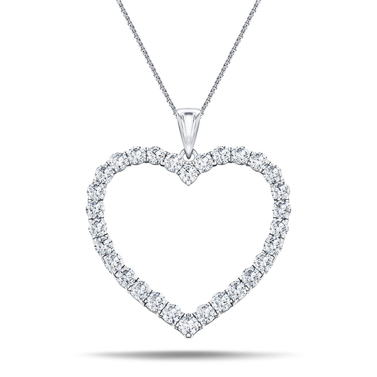 Heart Shape 2.20ct Diamond Pendant in 18K White Gold - All Diamond