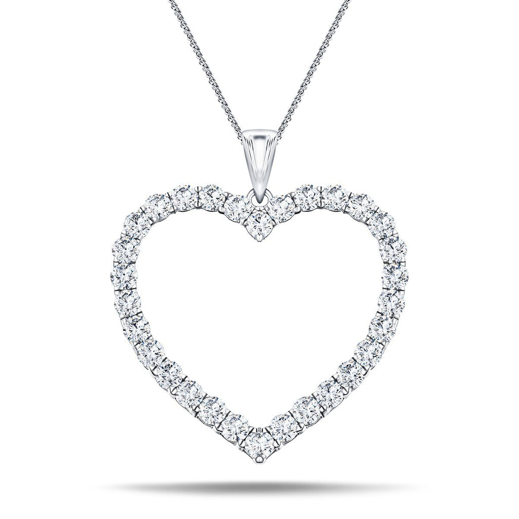 Heart Shape 2.20ct Diamond Pendant in 18K White Gold - All Diamond