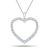 Heart Shape 3.00ct Diamond Pendant in 18K White Gold - All Diamond