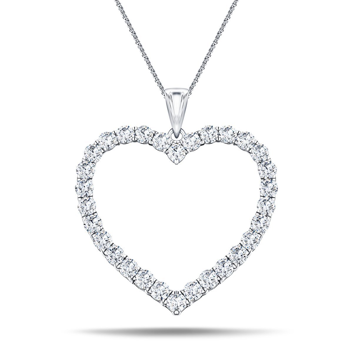 Heart Shape 4.30ct Diamond Pendant in 18K White Gold - All Diamond