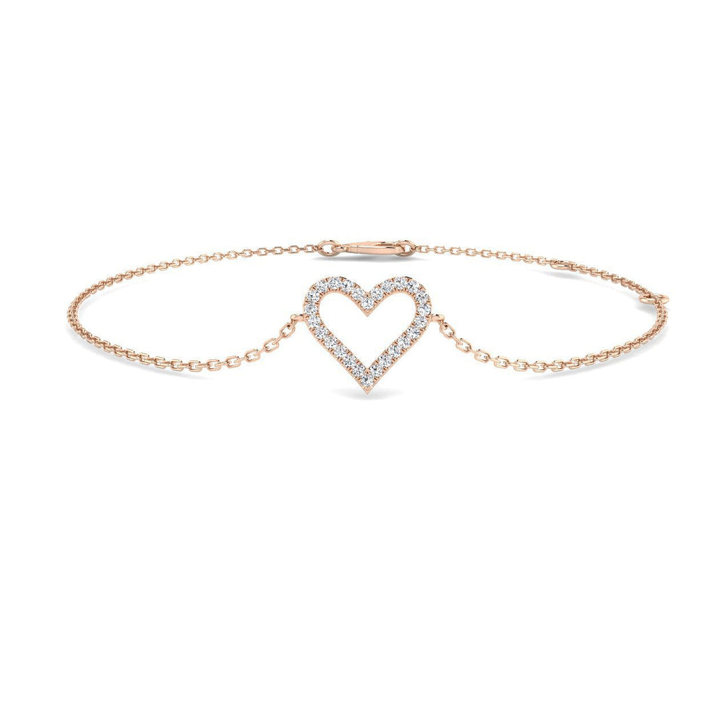 Heart Shape Diamond Bracelet 0.10ct G/SI Quality in 18k Rose Gold - All Diamond