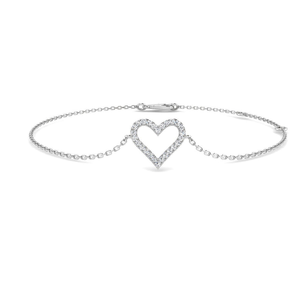 Heart Shape Diamond Bracelet 0.10ct G/SI Quality in 18k White Gold - All Diamond