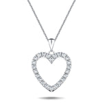 Heart Style Round 0.55ct Diamond Pendant 18K White Gold - All Diamond