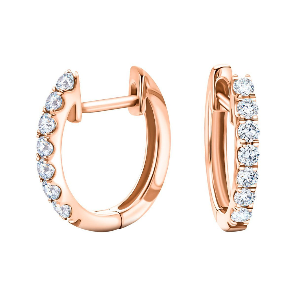 Hoop Diamond Earrings 0.30ct G/SI Quality in 18k Rose Gold - All Diamond