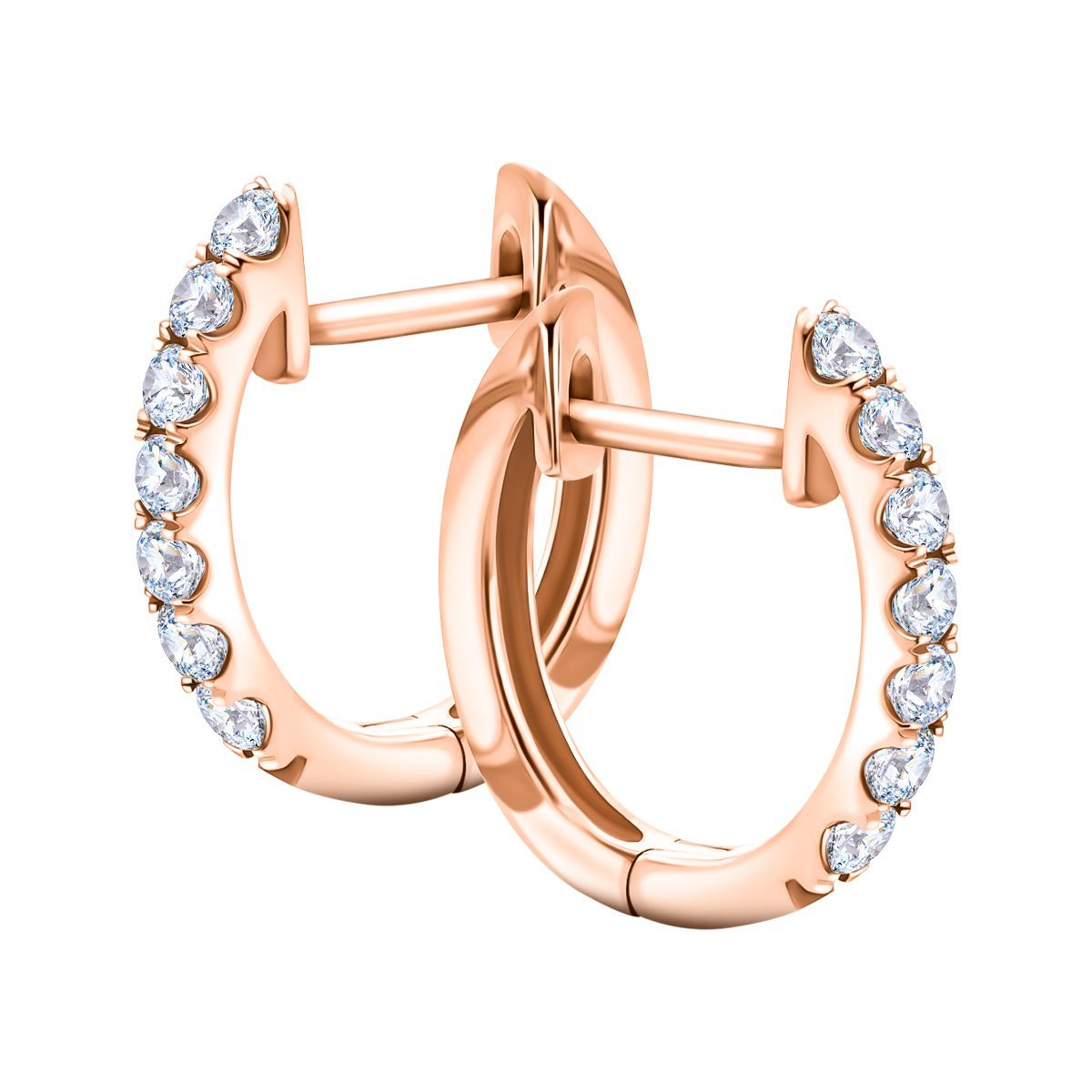 Hoop Diamond Earrings 0.30ct G/SI Quality in 18k Rose Gold - All Diamond