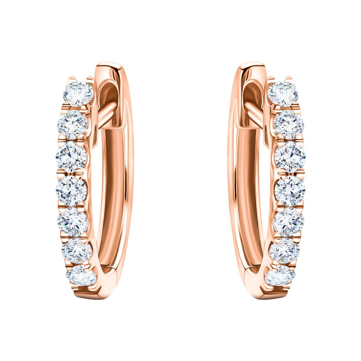 Hoop Diamond Earrings 0.30ct G/SI Quality in 18k Rose Gold - All Diamond