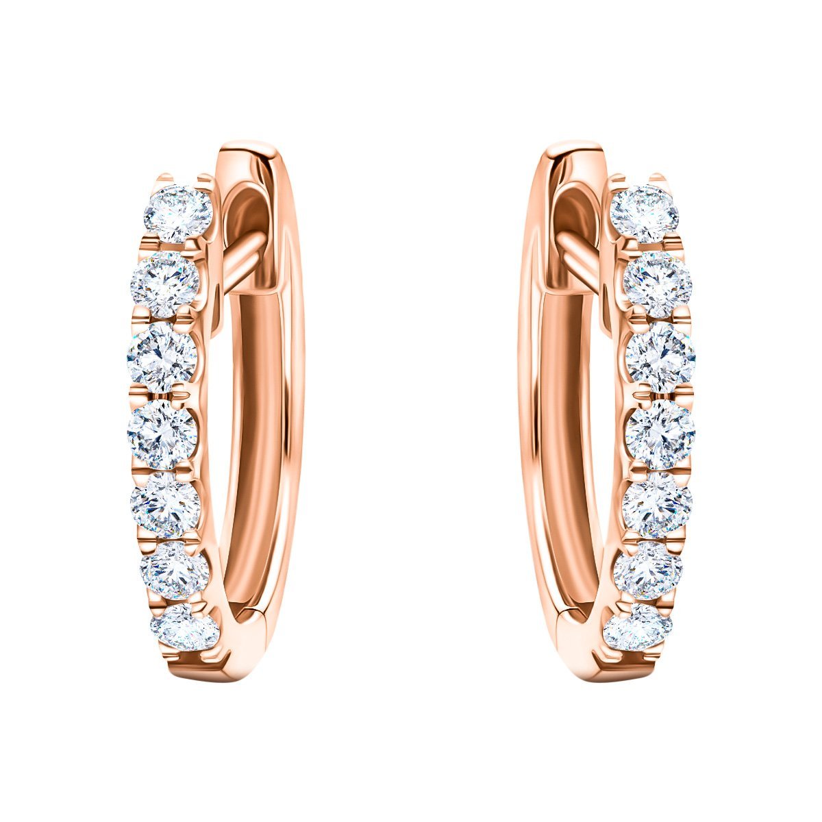 Hoop Diamond Earrings 0.30ct G/SI Quality in 18k Rose Gold - All Diamond