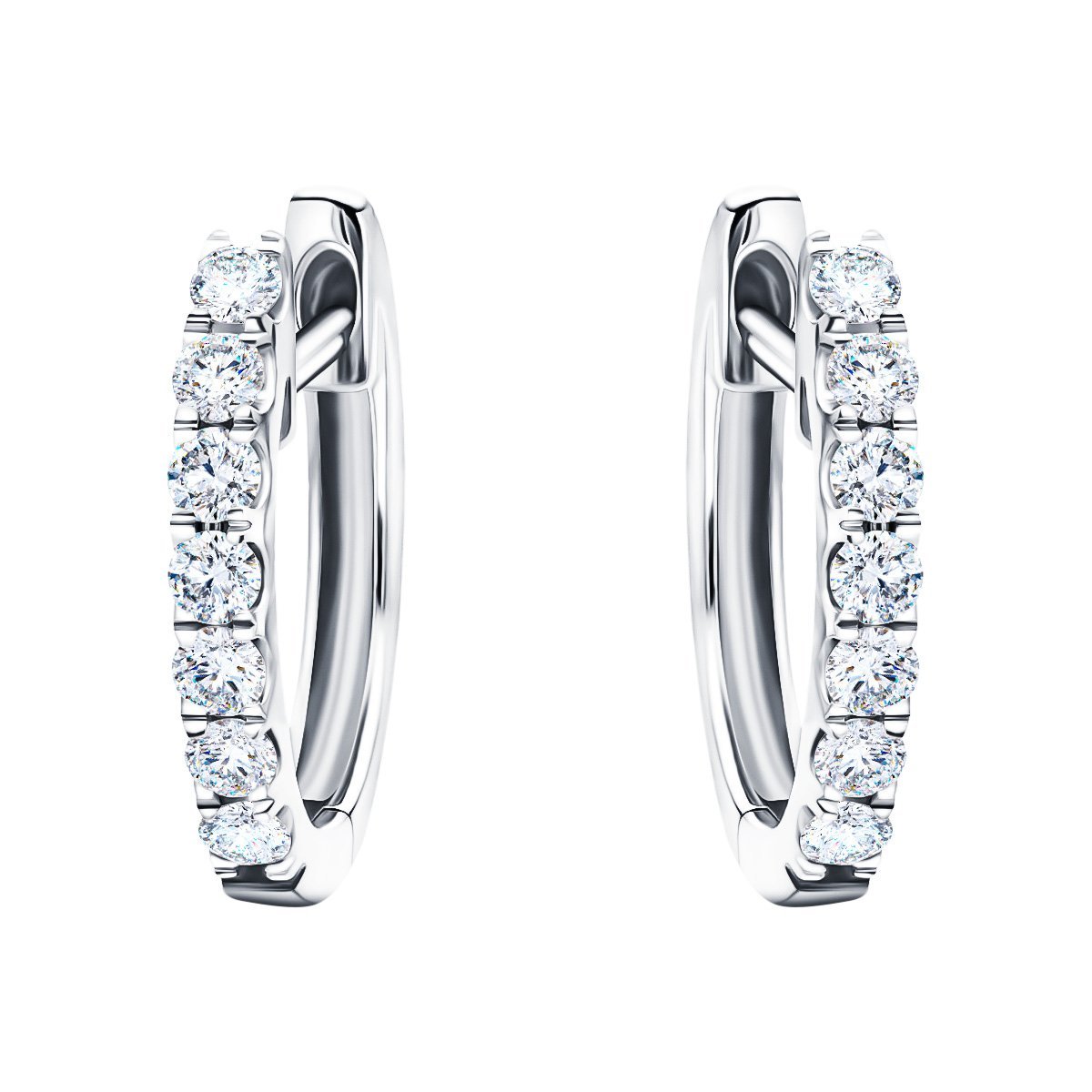 Hoop Diamond Earrings 0.30ct G/SI Quality in 18k White Gold - All Diamond