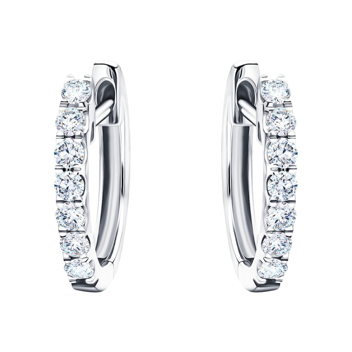 Hoop Diamond Earrings 0.30ct G/SI Quality in 18k White Gold - All Diamond