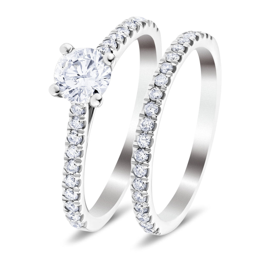 Matching Diamond Engagement & Wedding Ring 1.05ct G/SI in Platinum - All Diamond