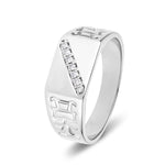 Mens Signet Ring with 0.09ct Diamonds in G/SI Quality 9k White Gold - All Diamond